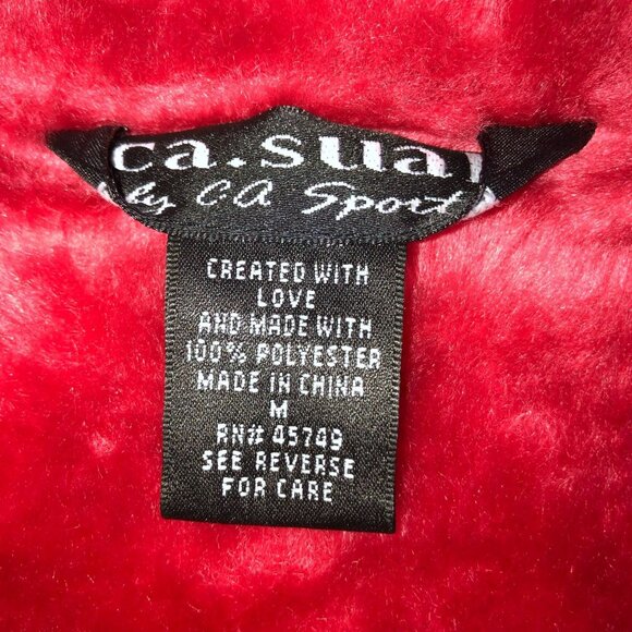 RED VEGAN SUEDE COAT SZ M RED SHERPA LINED FRONT POCKETS CA.SUAL WOMENS - Picture 5 of 5